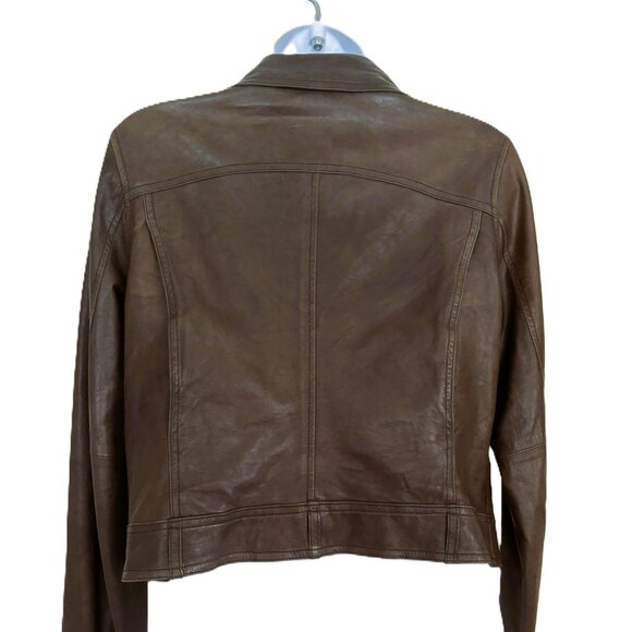 Vince grey Leather biker Jacket Sz M - Picture 4 of 11